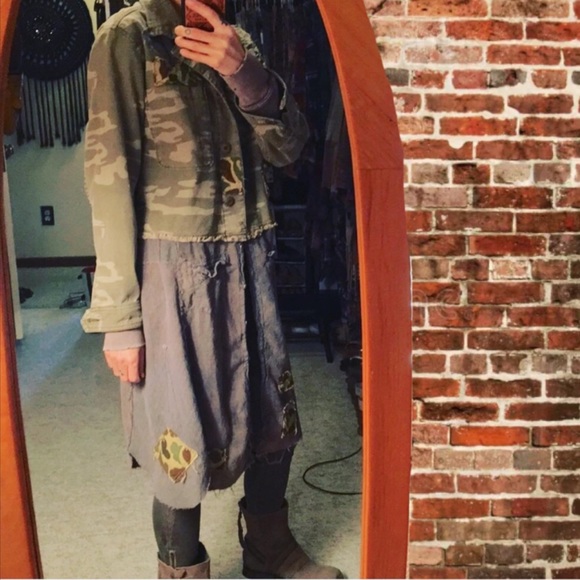 Upcycled sanctuary camouflage camo frayed post Apocalyptic scavenger jacket - Picture 7 of 16